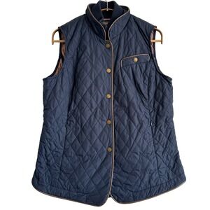 Brooks Brothers women’s navy blue quilted vest | Sz 10 large b9